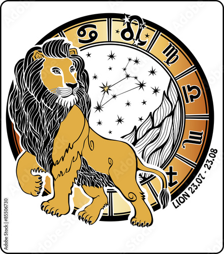 Leo zodiac sign.Horoscope circle.Vector Illustration