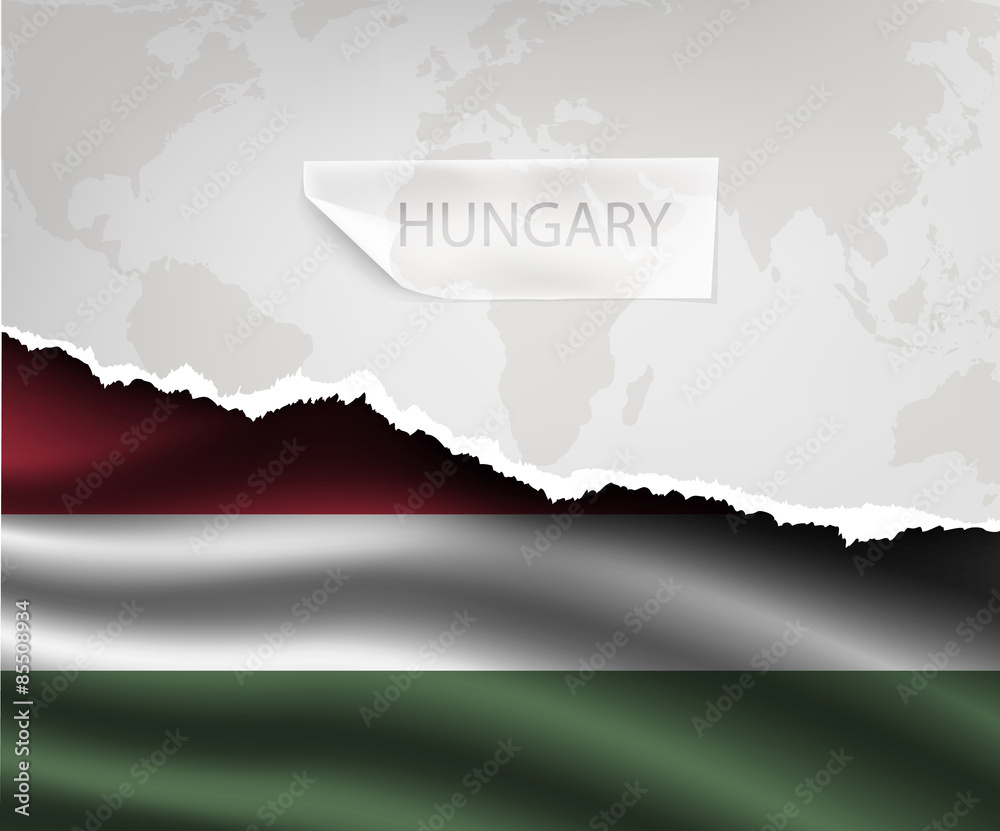 paper with hole and shadows HUNGARY flag