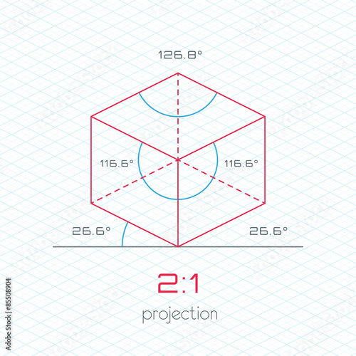 Frame Object in Axonometric Perspective - 2:1 Grid Template