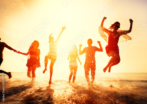 Canvas Print Friendship Freedom Beach Summer Holiday Concept