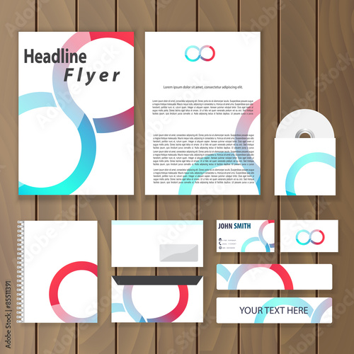 Modern infinity corporate identity. Colorful creative stationery template. Trendy business concept with logo design. Vector illustration.