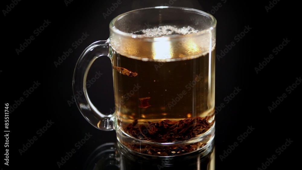 The Transparent of Glass Cup of Tea Brewed Black Tea The Transparent of Glass Cup of Tea Brewed Black Tea
