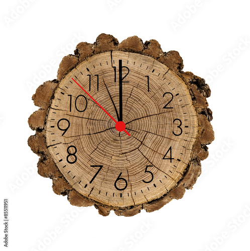 Holzscheibe mit Uhr