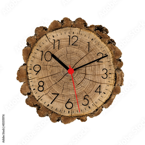 Holzscheibe mit Uhr