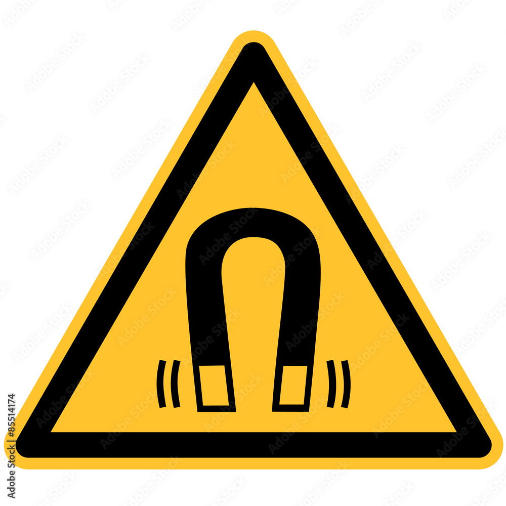 Warnschild Warnung vor magnetischen Feld DIN 7010 ASR 1.3 W006 Warnschild Warnung vor magnetischen Feld DIN 7010 ASR 1.3 W006