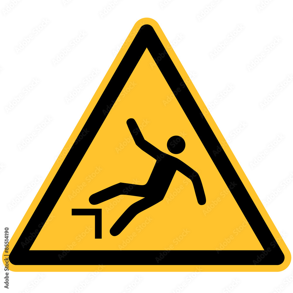 Warnschild Warnung vor Absturz DIN 7010 ASR 1.3 W008 Warnschild Warnung vor Absturz DIN 7010 ASR 1.3 W008