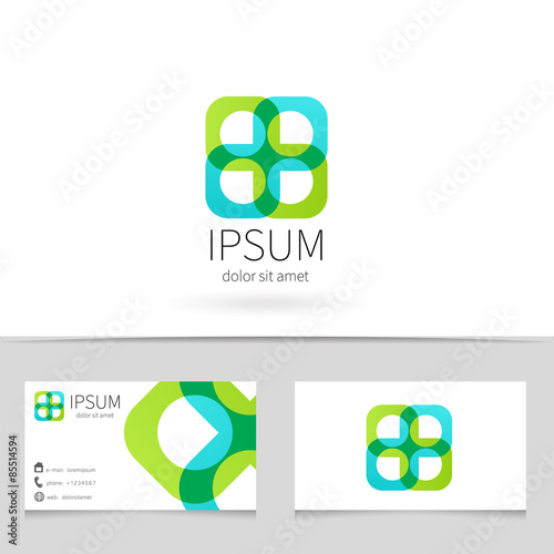 Creative abstract looped ribbon logo design with business card template. Trendy concept logotype for your company. Vector illustration.
