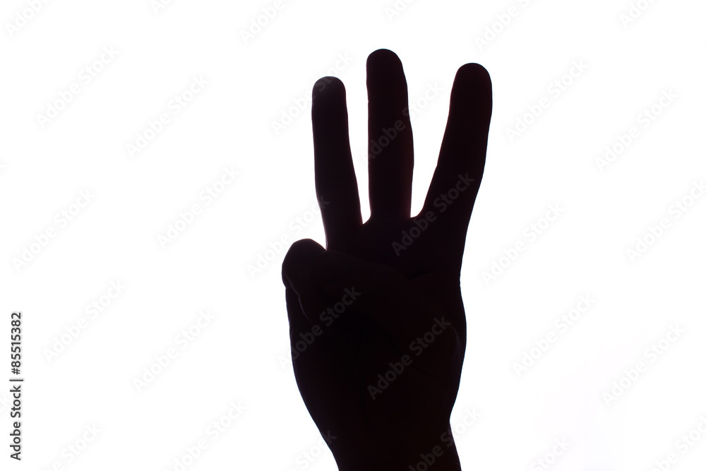 Black contrast hand showing numbers with fingers. Black contrast hand showing numbers with fingers.