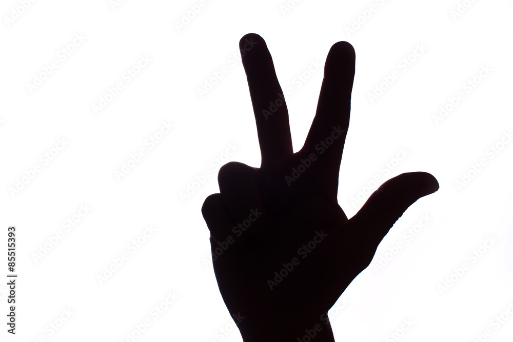 Black contrast hand showing numbers with fingers.