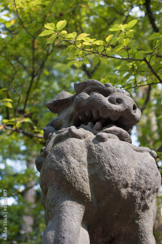Fototapeta premium Komainu statue at Nezu Shrine, Tokyo, Japan
