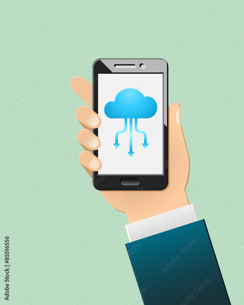 Cloud computing technology and smartphone concept Cloud computing technology and smartphone concept
