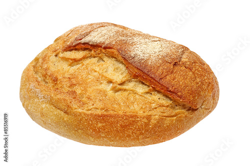 Appetizing crunchy crust bread taken closeup.Isolated.