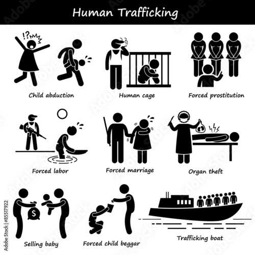 Human Trafficking Stick Figure Pictogram Icons