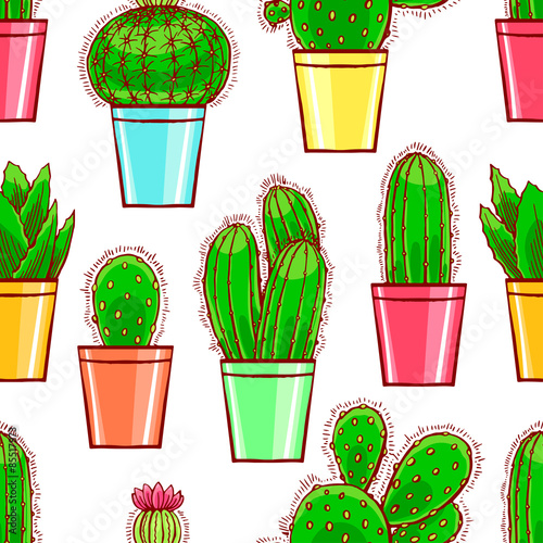 seamless cute little cactuses