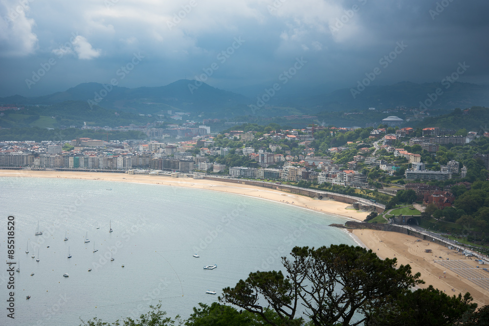 Naklejka premium San Sebastian Donostia at Biscay bay coast, Spain.