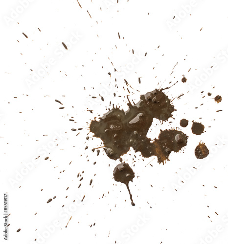 Papier peint Splattered mud with drip pattern on a white background