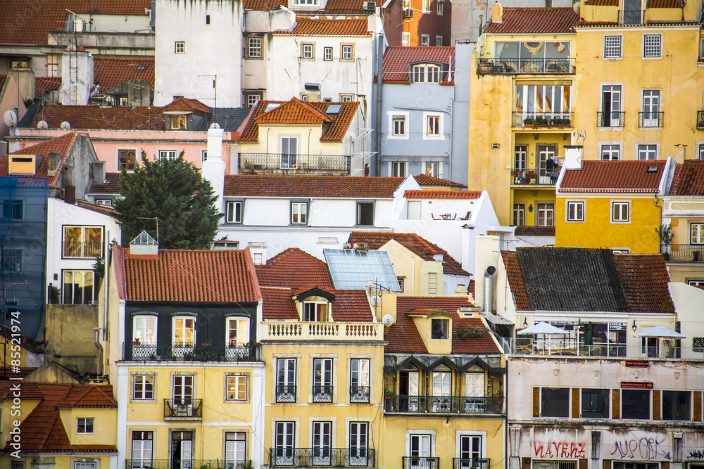 Apartment buildings on Rossio Square Lisbon
