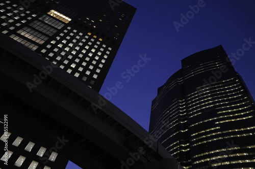 Night View Of Shiodome Skyscrapers, Tokyo, Japan