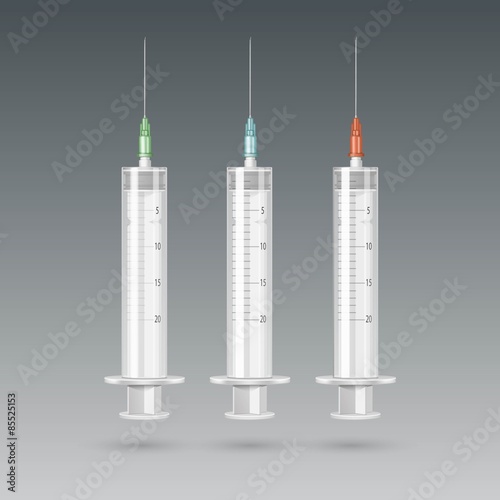 Vector Plastic Medical Syringe Isolated