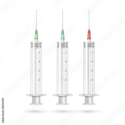 Vector Plastic Medical Syringe Isolated on White