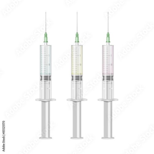 Vector Plastic Medical Syringe Isolated on White