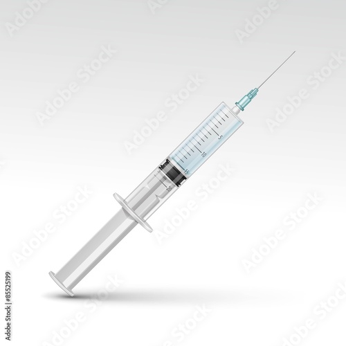 Vector Plastic Medical Syringe Isolated on White