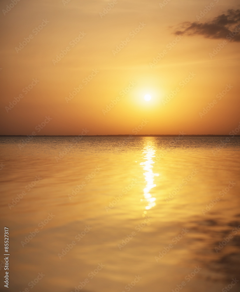 Seascape during sundown. Beautiful natural composition