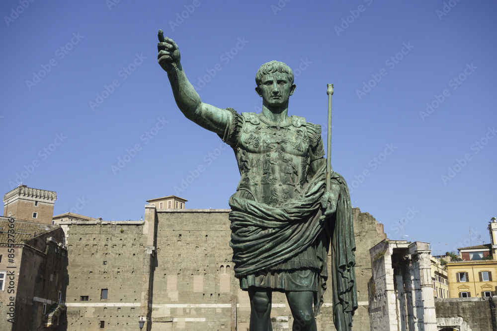 Statue of Roman Emperor Augustus on the via dei Fori Imperiali
