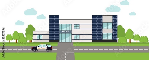 Police concept. Panoramic background with police department