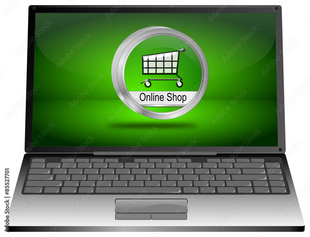 Laptop Computer with online Shop Button Laptop Computer with online Shop Button