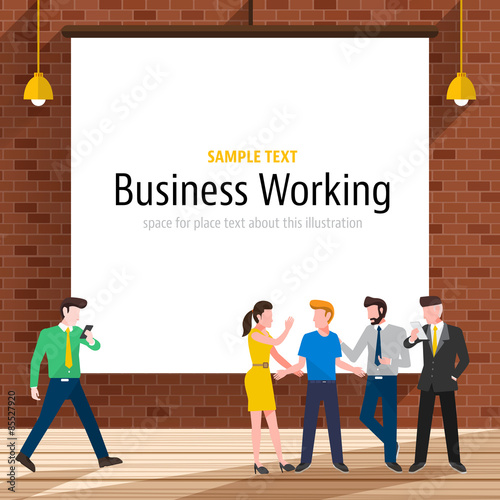 Business Peoples acting in workplace - Vector Illustration, Graphic Design Editable For Your Design.   © emojoez