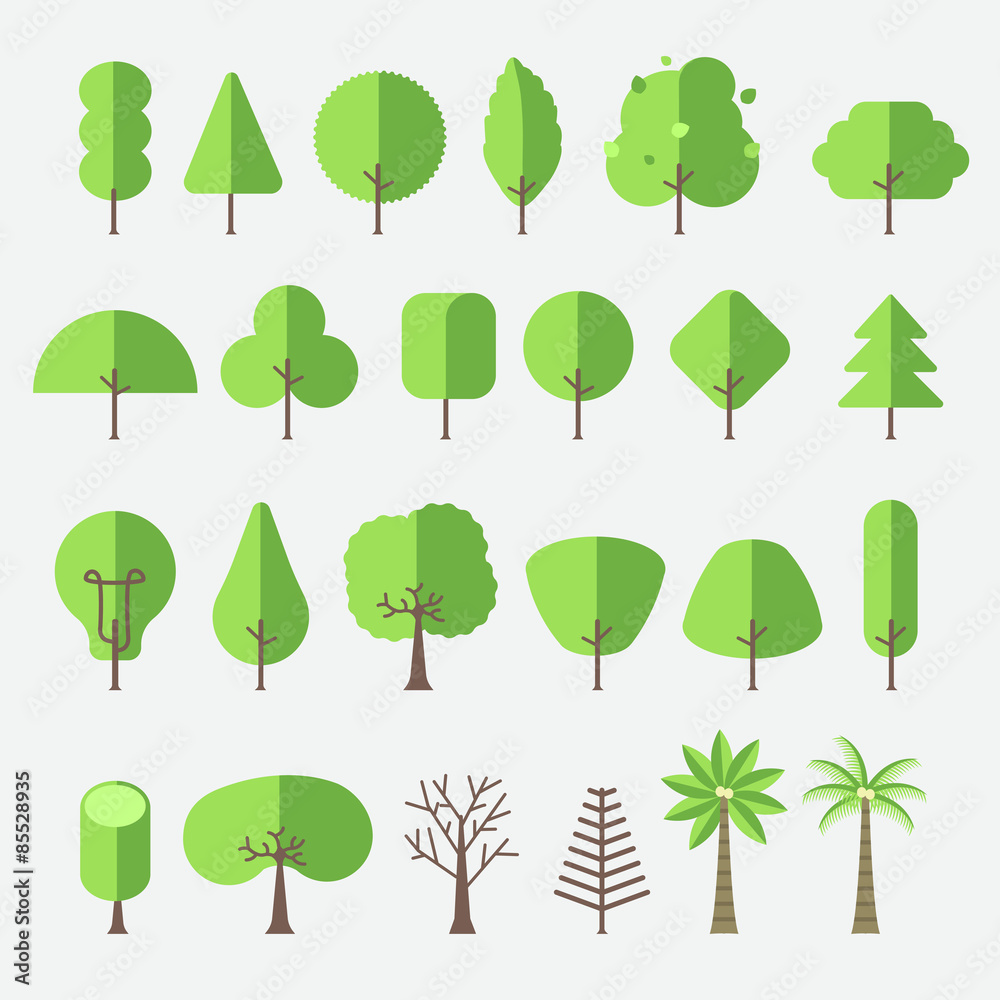 Tree icon set vector