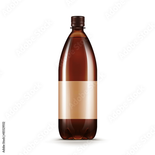 Vector Blank Brown Plastic Water Beer Kvass Bottle