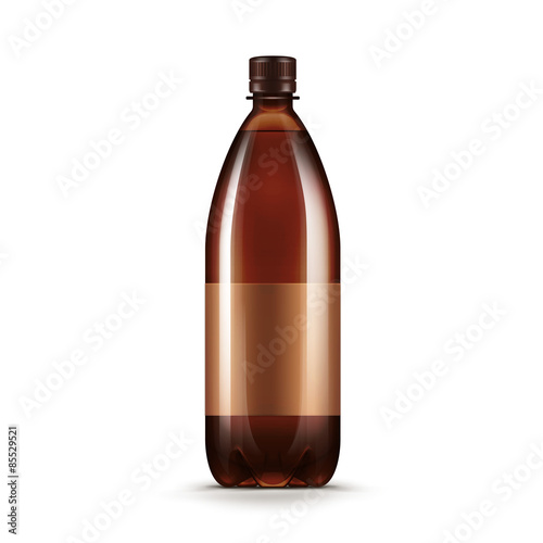 Vector Blank Brown Plastic Water Beer Kvass Bottle