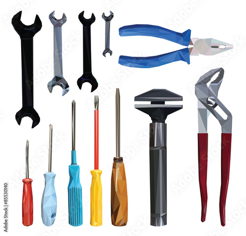 Vector low poly design modern illustration set of craft, tools and equipment | craftsman Isolated on white background