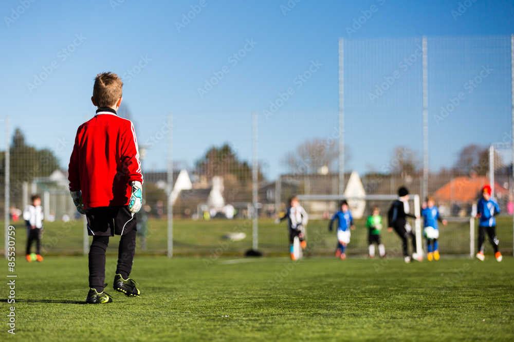 Young boy during soccer match