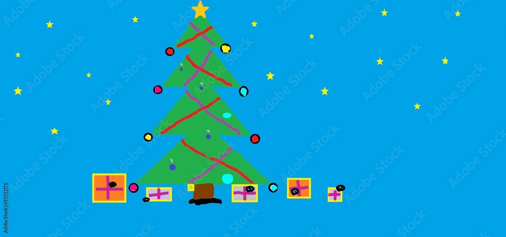 Christmas tree (child's drawing on the computer).
