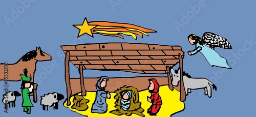Christmas Nativity scenes (child's drawing on the computer).