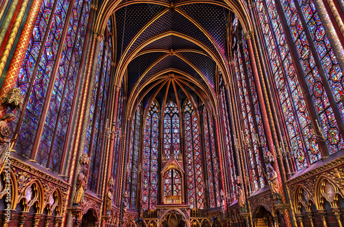Obraz na plátne Stained Glass Cathedral Sainte Chapelle Paris France