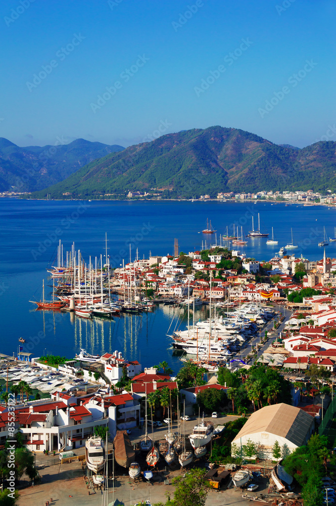 Obraz premium View of Marmaris harbor on Turkish Riviera.
