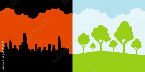 polluted and clean environment