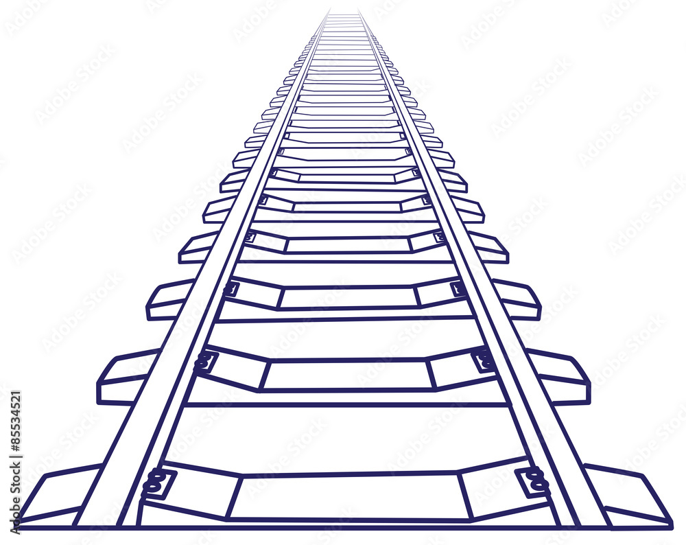 Vector 2d 3d Railway, Railroad Track Sketch. On White 7 Royalty Free SVG,  Cliparts, Vectors, And Stock Illustration. Image 51335387.