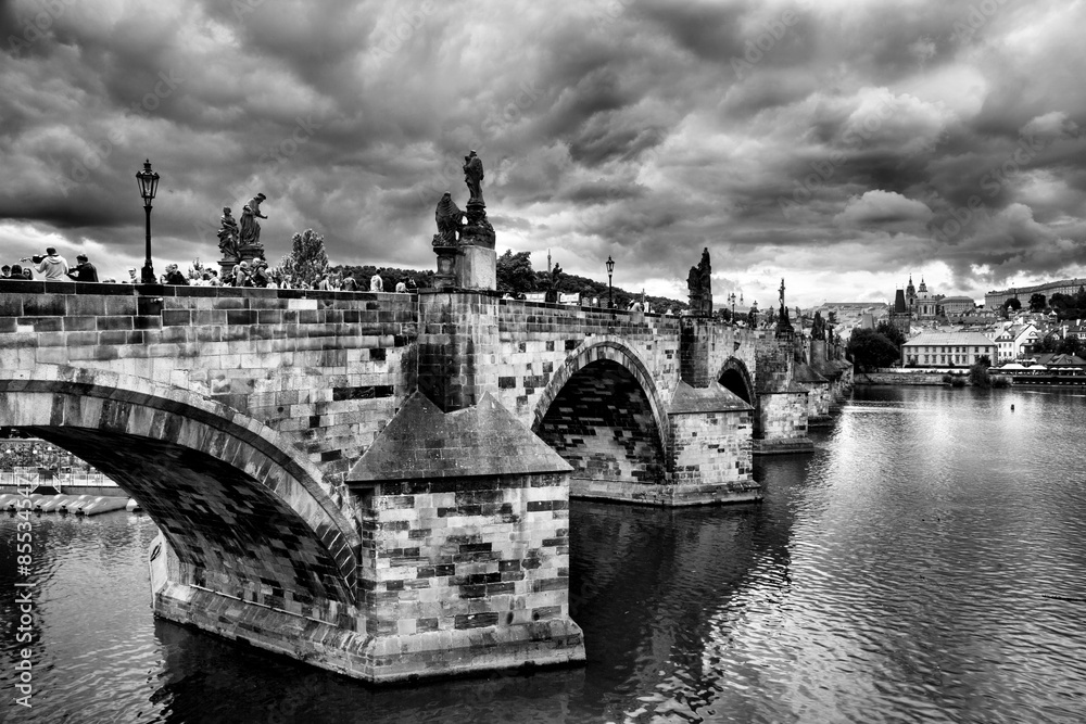 Historic Charles Bridge in Prague, Czech Republic