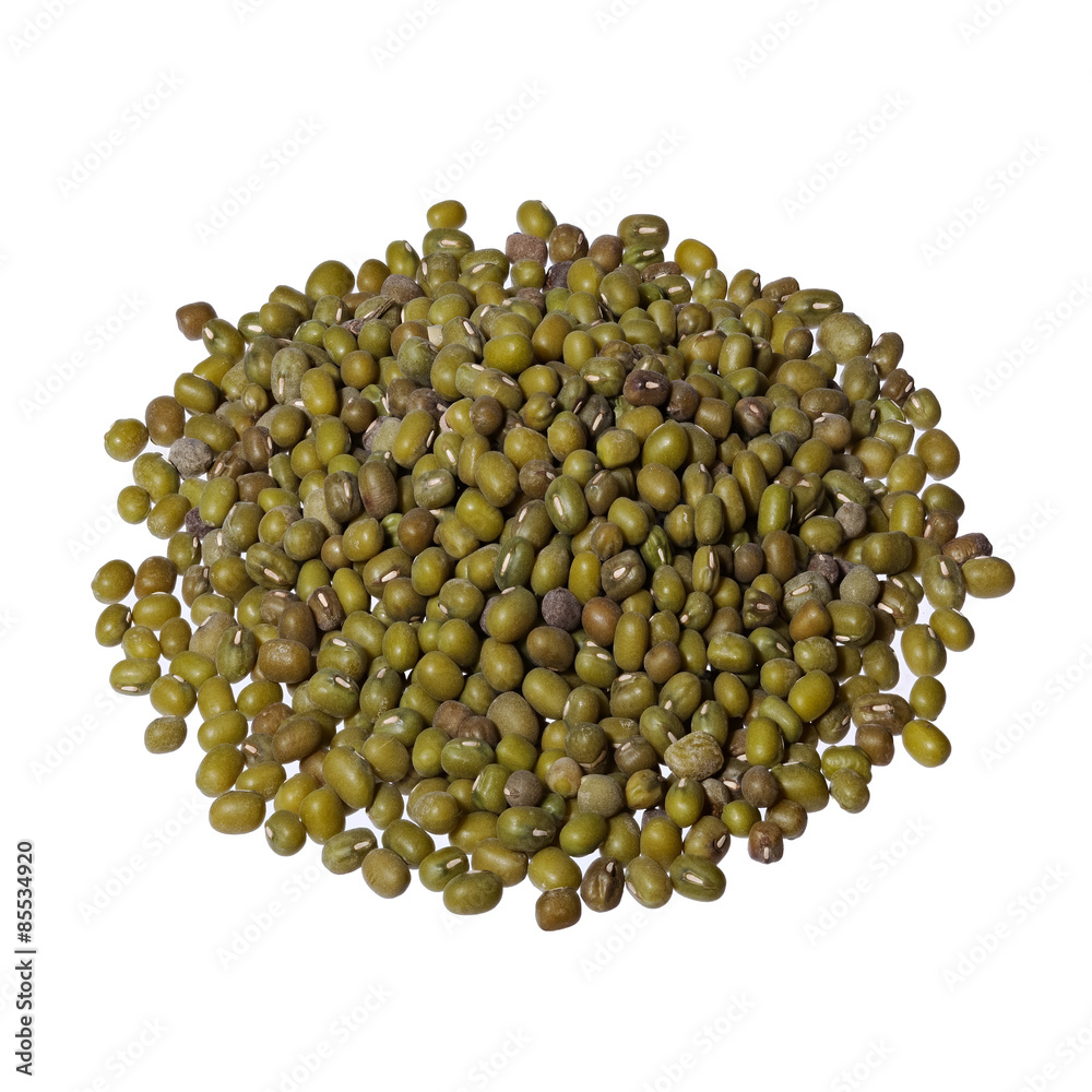 Pile of mung beans isolated on white