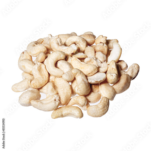 Cashew nuts isolated on white background.