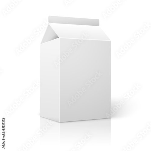 Realistic small white blank paper package for milk, juice
