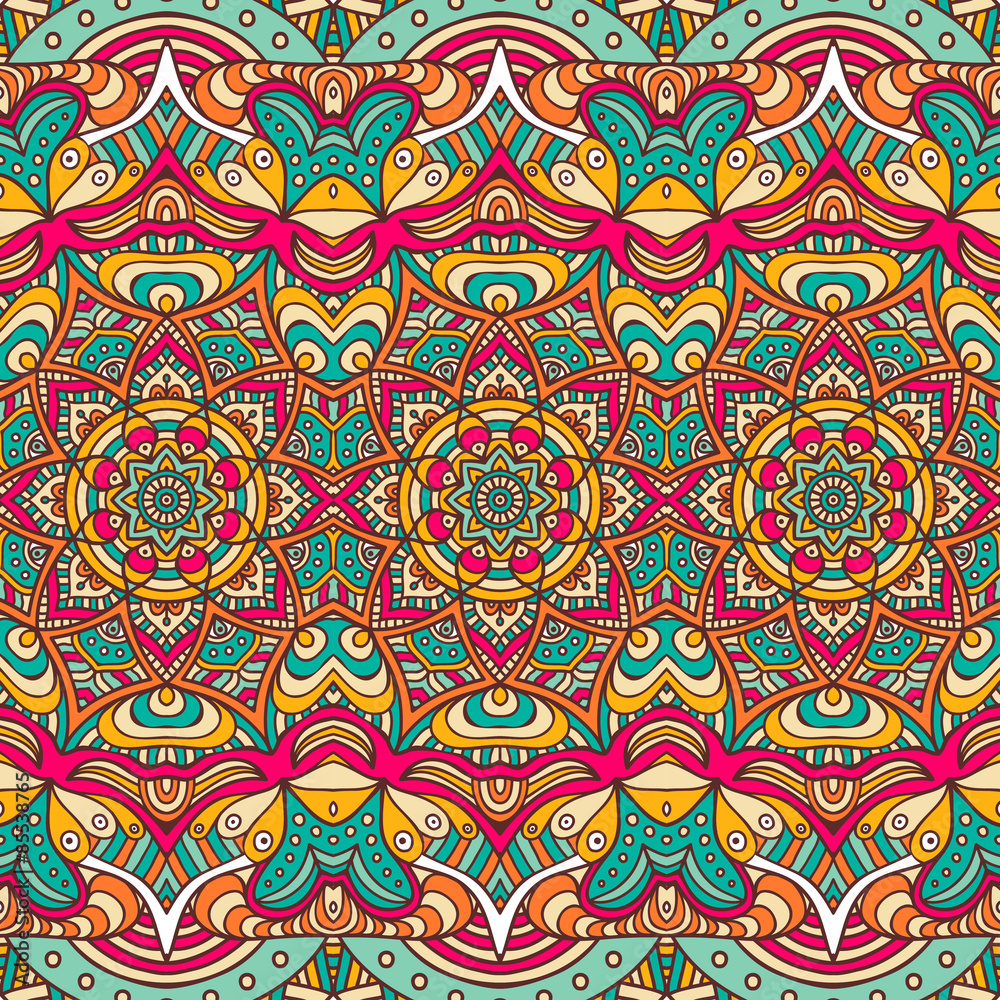 Ethnic floral seamless pattern