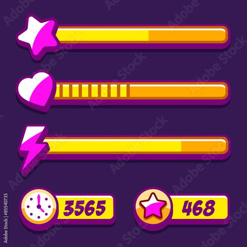 Games space energy time progress bar icons