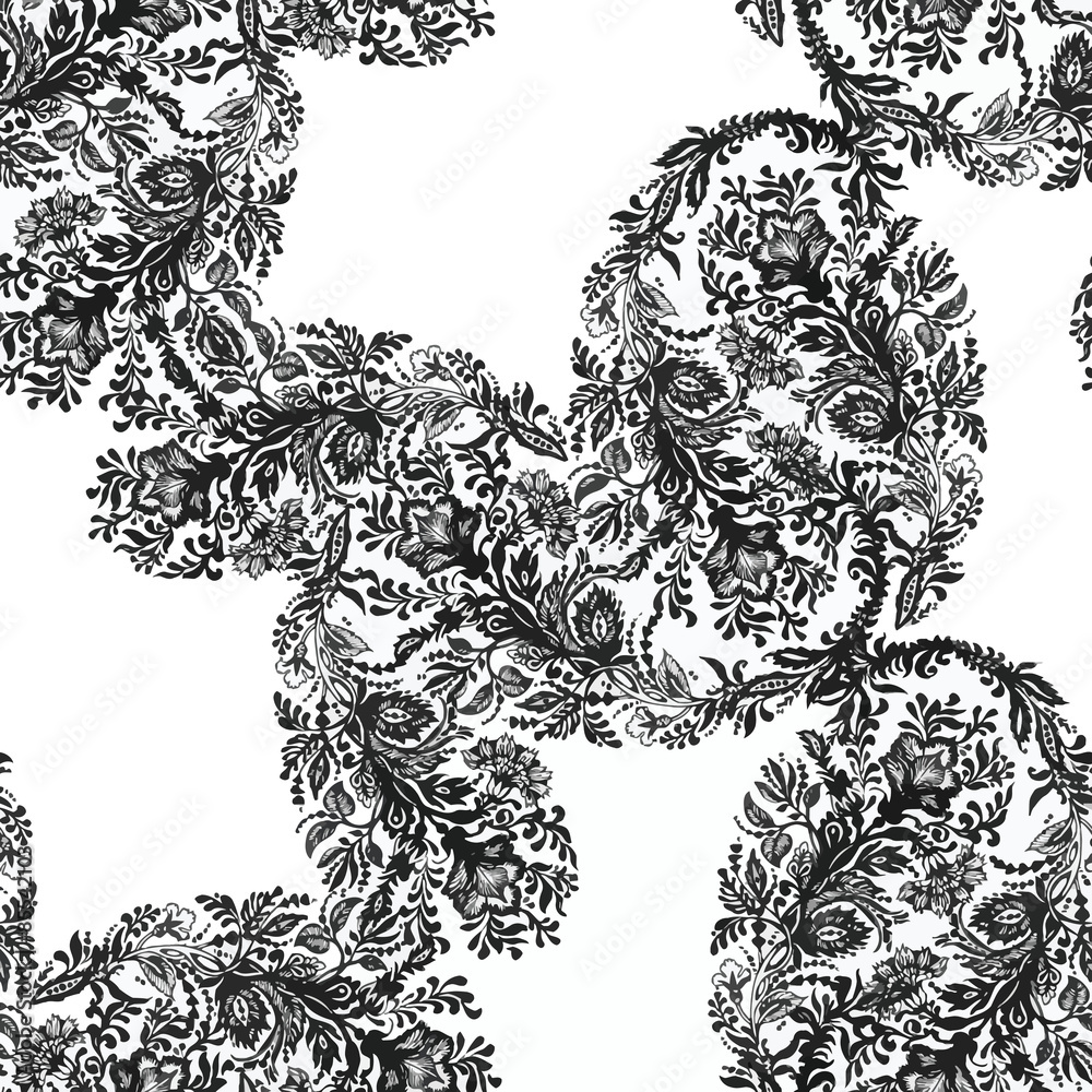 Fototapeta premium Seamless patterns with Beautiful flowers, watercolor illustration