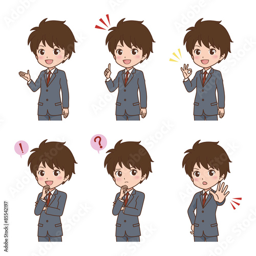 男の子　学生　バリエーション
